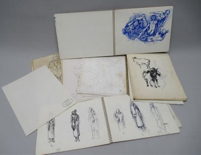 null ANDRE FORFERT (1938-2012) Suite de trois carnets à dessin et ensemble de feuilles,...
