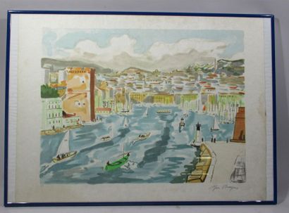 null Yves BRAYER (1907-1990) "Vue du Port de Marseille" Epreuve d'artiste signée...