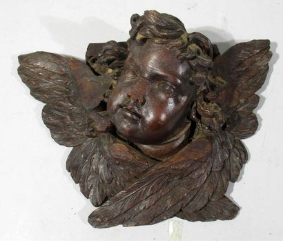 null Buste d'angelot en chêne sculpté - Italie, XIXe / XXe siècle (accidents et manques)...