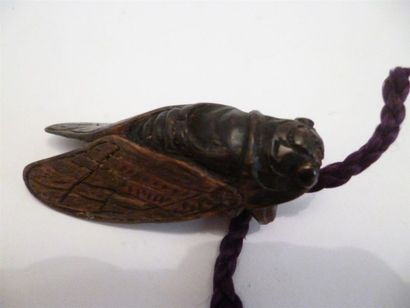 null Netsuke en buis bien sculpté et patiné en forme d’abeille (Tondo) symbole d’immortalité,...