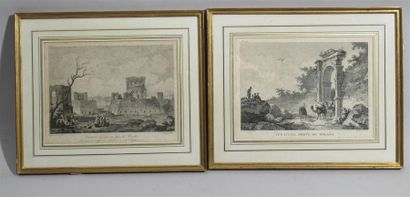J.B. HILAIRE et DAS PROS (d'après) Deux gravures anciennes en noir et blanc figurant...