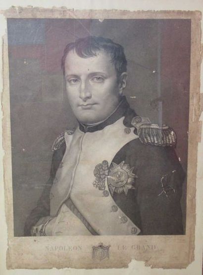 DAVID (d'après) "Portrait en pied de Napoléon Le Grand" Gravure en noir et blanc...