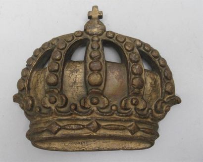 Elément de wagon-lits en bronze à patine dorée figurant une couronne - Epoque XIXe...