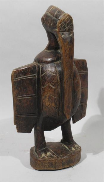 BENIN - YORUBA - "Pélican" Sujet en bois sculpté - Porte une marque de collection...