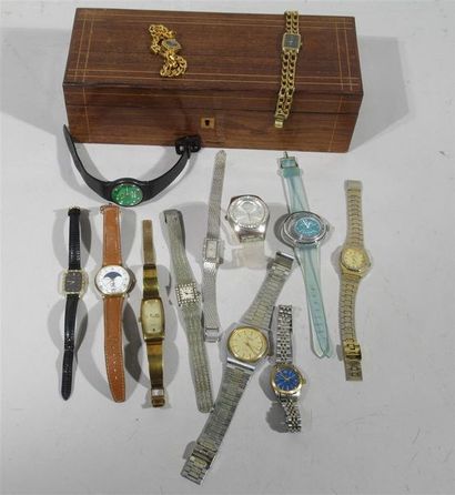 Ensemble de 14 montres bracelet à quartz pour homme et femme dont HERBELIN, LANCOME,...