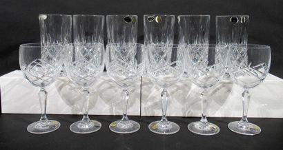 BOHEME - Suite de six verres à orangeade en cristal (dans leur emboitage d'origine)...