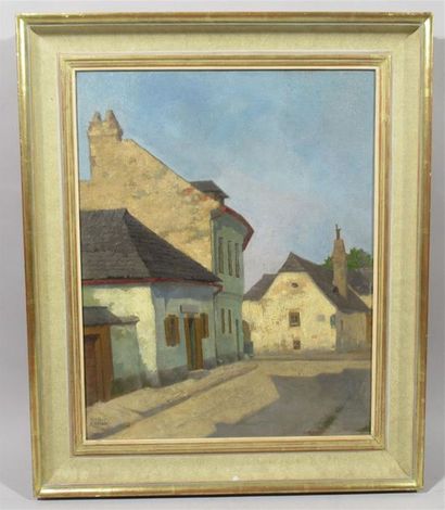 Robert SKALA (1874-1945) "Vue d'une ruelle" Huile sur toile signée en bas à gauche...