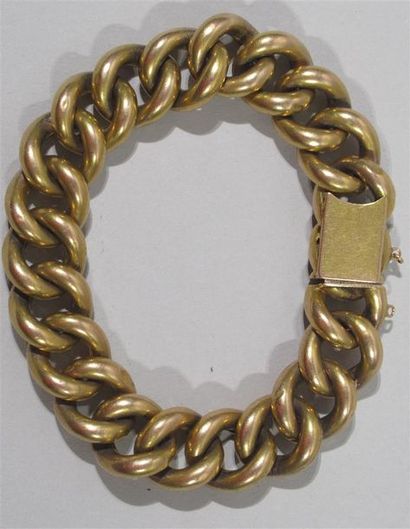 null Important bracelet en or jaune 18 K (750/oo) à mailles gourmettes - Poids :...