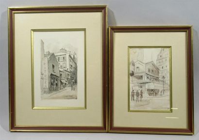 null André NIVARD (1880 - 1969) "Vues de Paris" Deux aquarelles, encre brune et lavis...