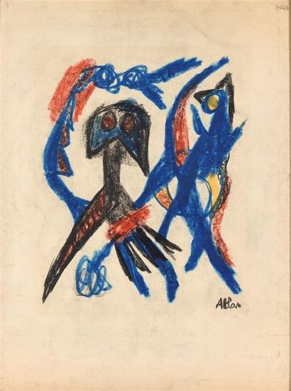 null JEAN MICHEL ATLAN (1913-1960) "Sans titre" Pastel sur carton de 1947 signé en...