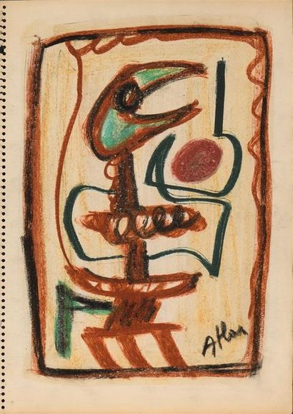 null JEAN MICHEL ATLAN (1913-1960) "Sans titre de 1953" Pastel et technique mixte...
