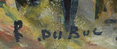 null Roland DUBUC (1924-1998) "La Tour du Gros Horloge à ROUEN" Huile sur toile signée...