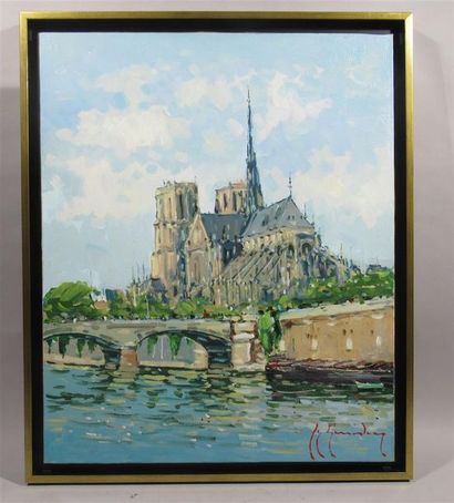 null Guy LEGENDRE (né en 1946) 'Notre Dame de Paris " Huile sur toile signée en bas...