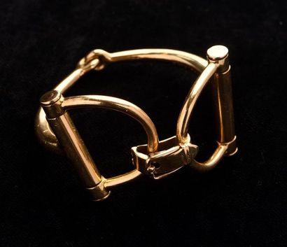 null HERMÈS Paris - Bracelet "Mors" en or jaune 18 K (750/oo) retenu par des anneaux...