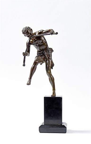 null Édouard DROUOT (1859-1945) d'après "Faune jouant des flûtes" Epreuve en bronze...