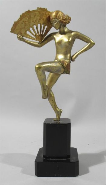 null Alfred JOREL (1860-1927) "Jeune Danseuse à l'éventail" Sujet en bronze à patine...