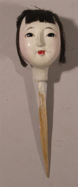 null Tête de poupée traditionnelle HINA en gofun (mélange de poudre de coquille d'huitre...