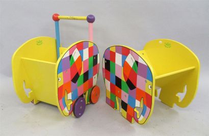 null VILAC - ELMER - Mobilier pour enfant comprenant : chariot de marche et coffre...