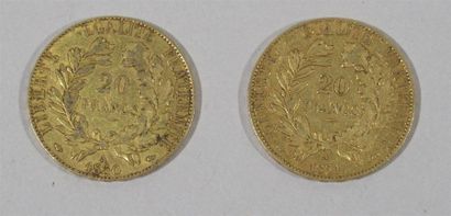 null 2 pièces de 20 Francs or République Française 1850 et 1851 Non présentées aux...