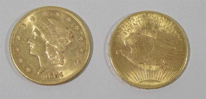 null Deux pièces de 20 dollars US, l'une à l'aigle 1908 et l'autre Liberty 1884 Non...