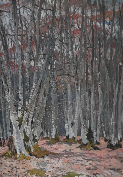  Mathurin MEHEUT (1882-1958), «Forêt de Fontainebleau», Caséine monogrammée en haut... Gazette Drouot