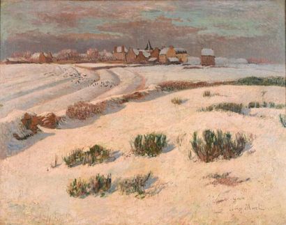 Henry MORET (1856-1913) «Groix sous la neige» hst sbd datée 1892 73x92 Gazette Drouot