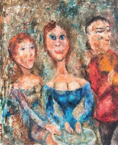null Deux femmes et un violoniste
Huile sur toile (inachevée).
73 x 60 cm