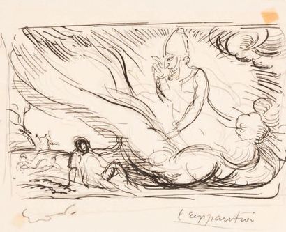 Emile-Othon FRIESZ (1879-1949) 
L'apparition
Crayon et encre de Chine portant le...