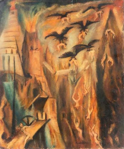 null La défaite des hommes ou la Tour de Babel (N°1), 1934
Huile sur toile signée...