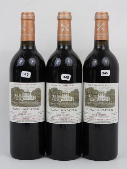  3 bouteilles Chateau Saint-Pierre - Saint-Julien GCC- Henri Martin - 2003 Gazette Drouot