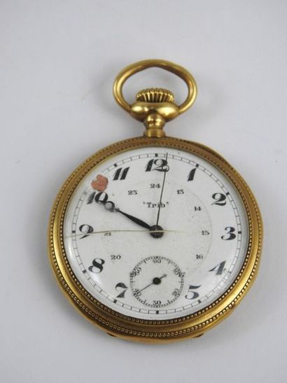 null MONTRE DE GOUSSET chronomètre en or jaune de marque TRIBAUDEAU à Besançon. Cadran...