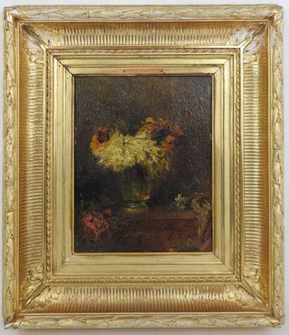 null FRENCH school circa 1860, surrounded by FANTIN LATOUR 

Vase of flowers 

Panel...