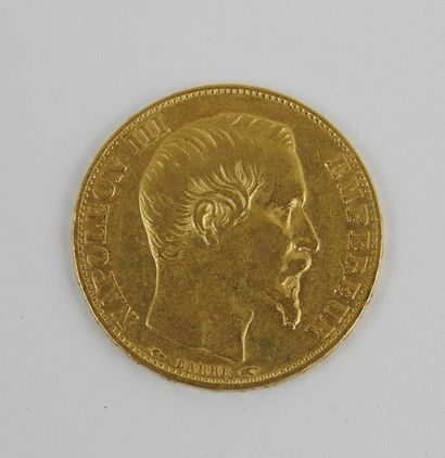 null FRANCE : Monnaie 20 FRANCS or, Napoléon III tête nue, 1854 A.