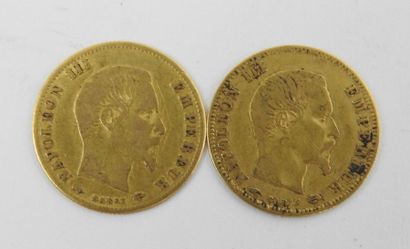 FRANCE : Deux monnaies 5 FRANCS or, Napoléon...