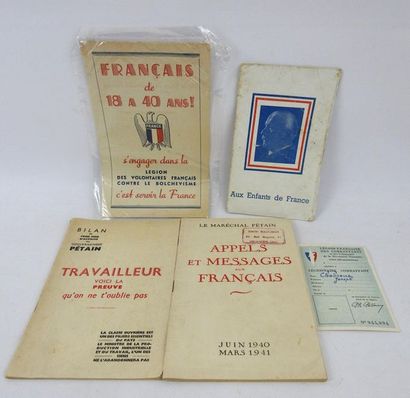 FRANCE. VICHY. Batch of 5 documents of the...