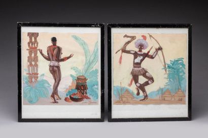 null Gaston ANDRE (1884-1970)

Scènes de danse.

Deux gouaches africanistes.

Dim :...