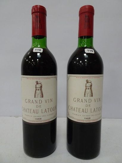 null 12 bottles Chateau Latour, 1968. Wet wooden case, labels very slightly stai...