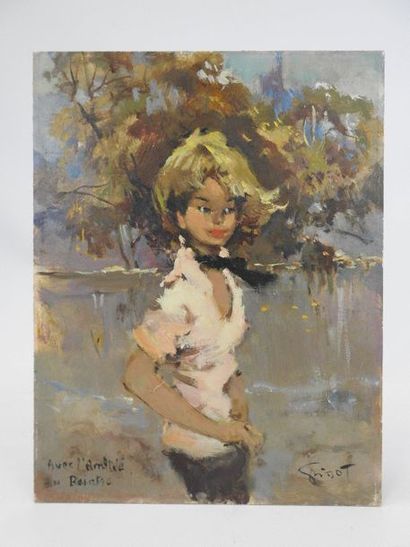 null Pierre GRISOT (1911-1995): 

Woman in front of the trees. 

Oil on isorel. Signed...