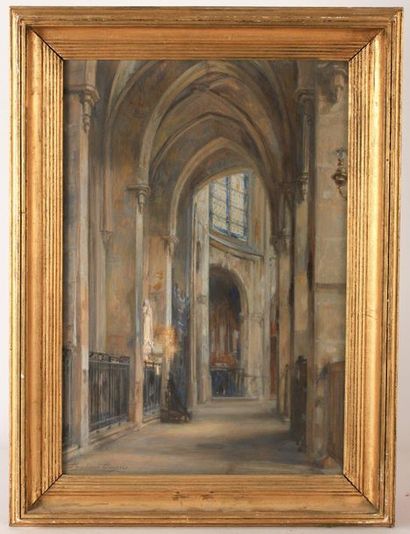 null Pauline CASPERS (act. 1890-1912) 

Intérieur d'église

Gouache sur papier.

54...