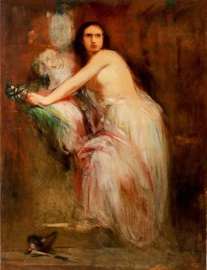Gustave WAPPERS (1803-1874) 
Femme à l’épée....