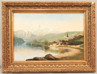 null Théodore LEVIGNE (1848-1912)

Paysage suisse.

Huile sur toile signée en bas...