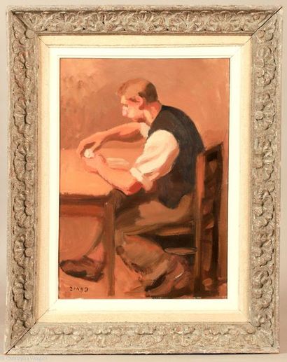 null Jules Emile ZINGG (1882-1942)

Homme attablé.

Huile sur toile signée en bas...