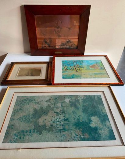 Set of four framed pieces