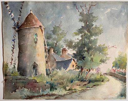 Marcel LEVIEUX (1907-1986): Mill. Watercolour....