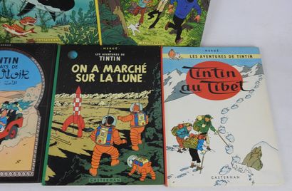 null HERGE : lot de 7 albums TINTIN. Casterman 1979, 1976, 1971 & 1966. (usures)...