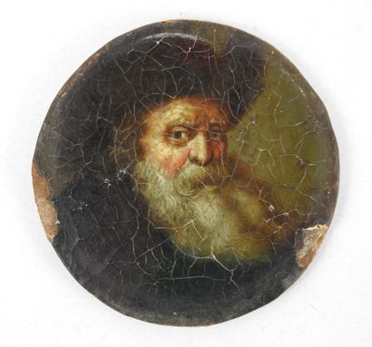 Portrait of a bearded man. Oil on cardboard...