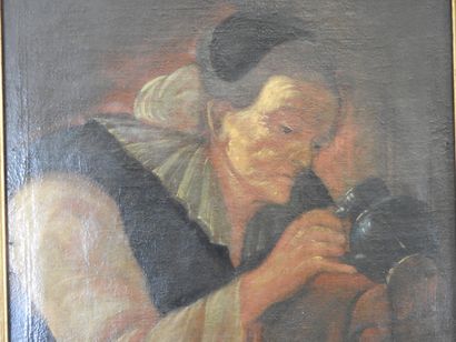 null Ecole FLAMANDE du XVIIème siècle : Portrait d'une servante. Huile sur toile....