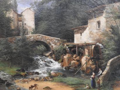 null 19th century FRENCH school: Lively landscape with a torrent. Oil on canvas....
