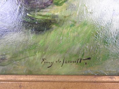 null Albert Tibule FURCY DE LAVAULT (1847-1915) : Les lilas. Huile sur panneau. Signé...