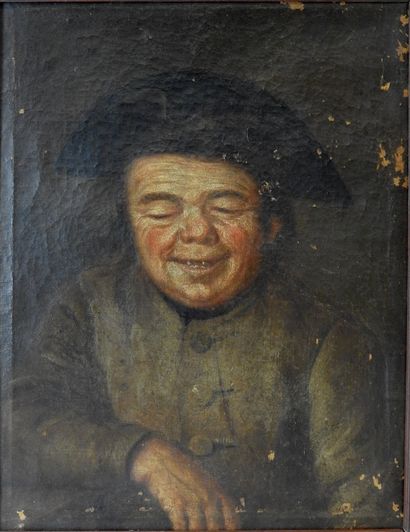 null FLAMANDE school of the XIXth century in the taste of Teniers : Portrait of a...